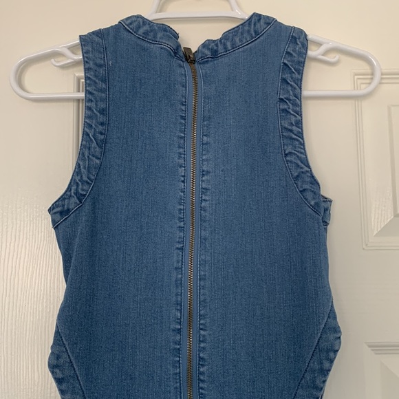 RACHEL ROY DENIM JUMPSUIT CUTOUT OVERALLS WIDE LEG LIGHT WASH - Picture 8 of 16